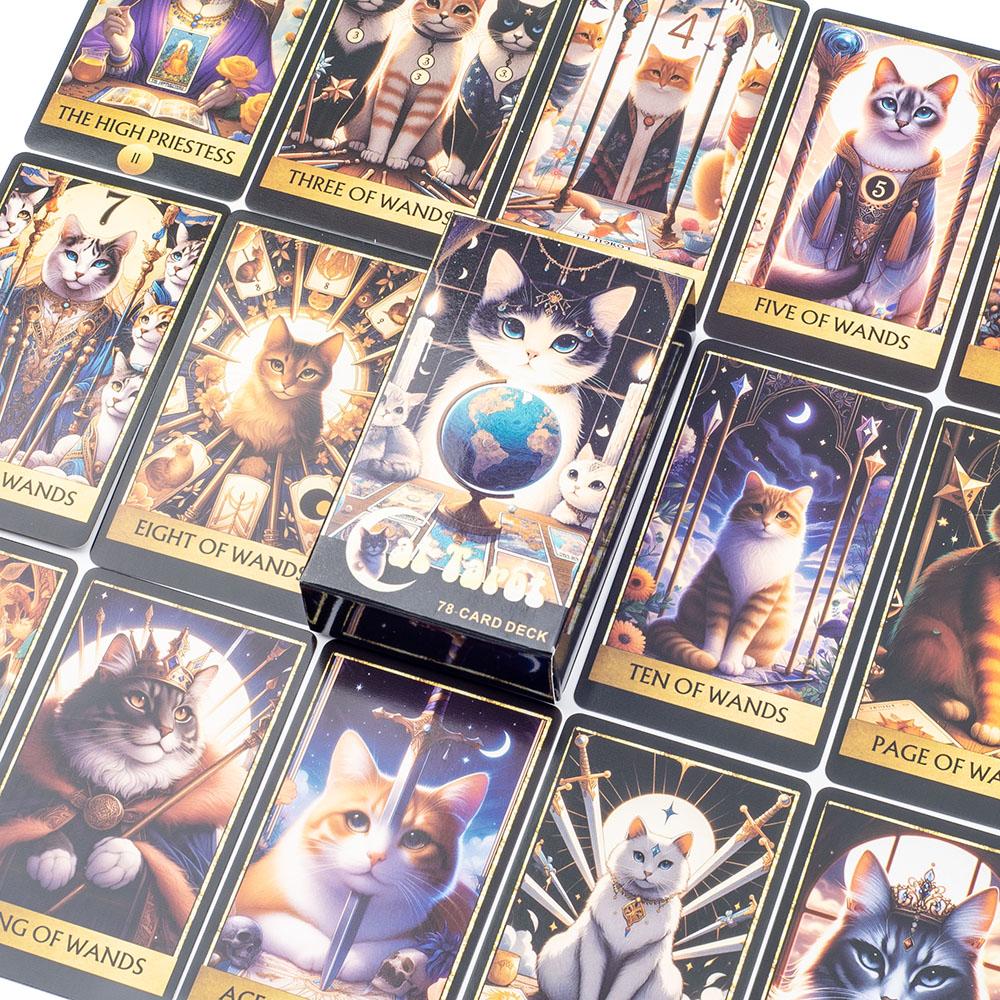 Cat Tarot 78 Card Deck English Version Board Game Divination Tools for Fun Fortune Telling Cards