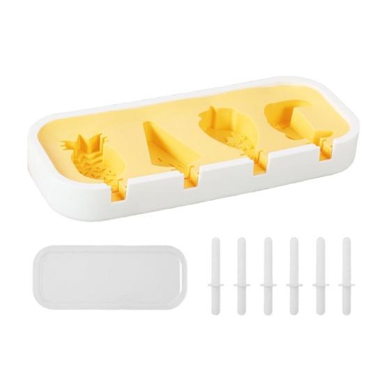 Popsicle Mold with Lid, Silicone Ice Cream Molds with 6 Sticks, 4 Cavities DIY Handmade Popsicle Mold for Making Cakesicles, Cake Pops, Ice Cream