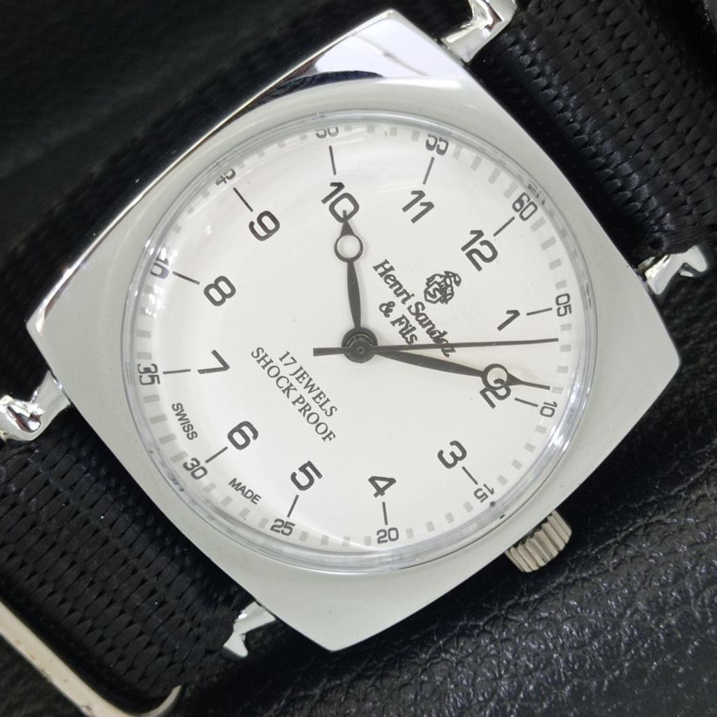 

REFURBISHED SWISS MENS HENRI SANDOZ & FILS WHITE COLOR DIAL WATCH a431837-2 R108-a431837