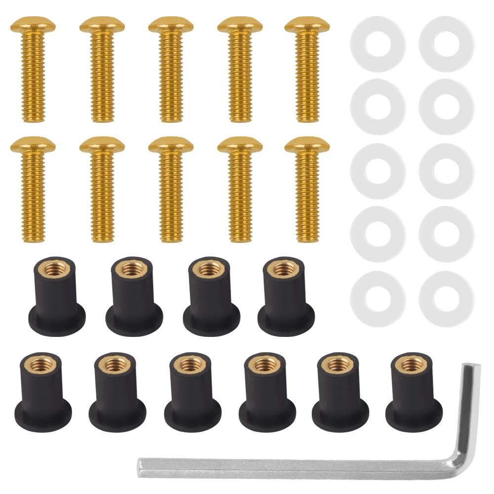 10Pcs M5X15mm Windshield Windscreen Bolts Fairing Screw Nut Fastener For Suzuki GSXR GSX-R600 750 1000 HONDA BMW KAWASAKI SUZUKI