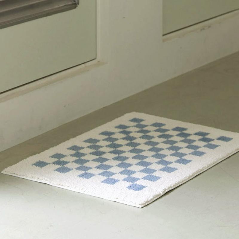 

VIKAMA Ins Style Korean Style Striped Plaid Entryway Carpet Absorbent Bathroom Doorway Floor Mat Home Decoration Cooling 40X60CM(1.3X2FT