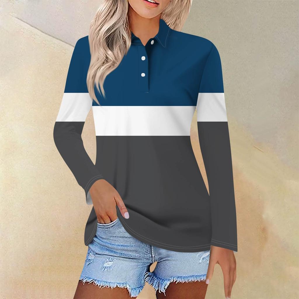 Dámská móda Ležérní klopa Krátký Dlouhý rukáv Potisk Košile Dámské Zapínací topy