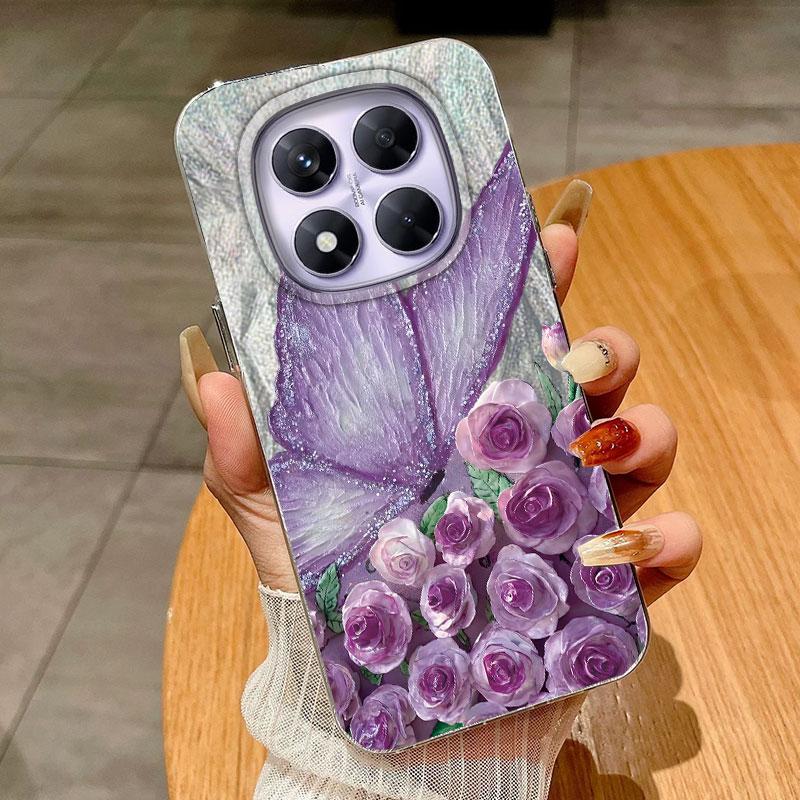 Gradient Colorful Pueple Butterfly For Xiaomi Redmi Note 14 13 Pro 4G Note14 Pro+ 5G Poco X6 Phone Cases Cover Silicone Case Soft Funda Bumper