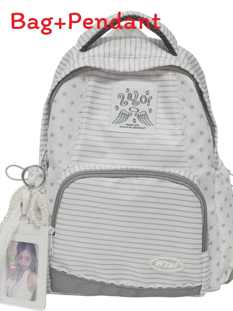 Girl Striped Star Backpack With Waterresistant Nylon For School And Travel Use