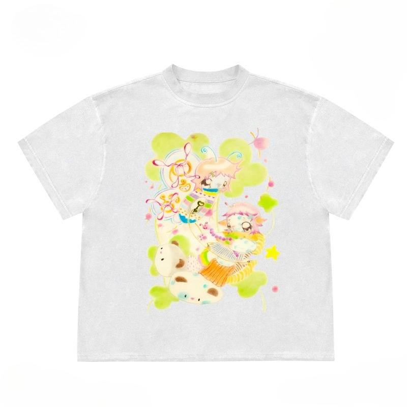

Flower Fairy Graphic T Shirts Unisex Pure Cotton T-shirt Tee Casuai Short Sleeve Crewneck Top Fashion Streetwear Autumn Shirt 4XL