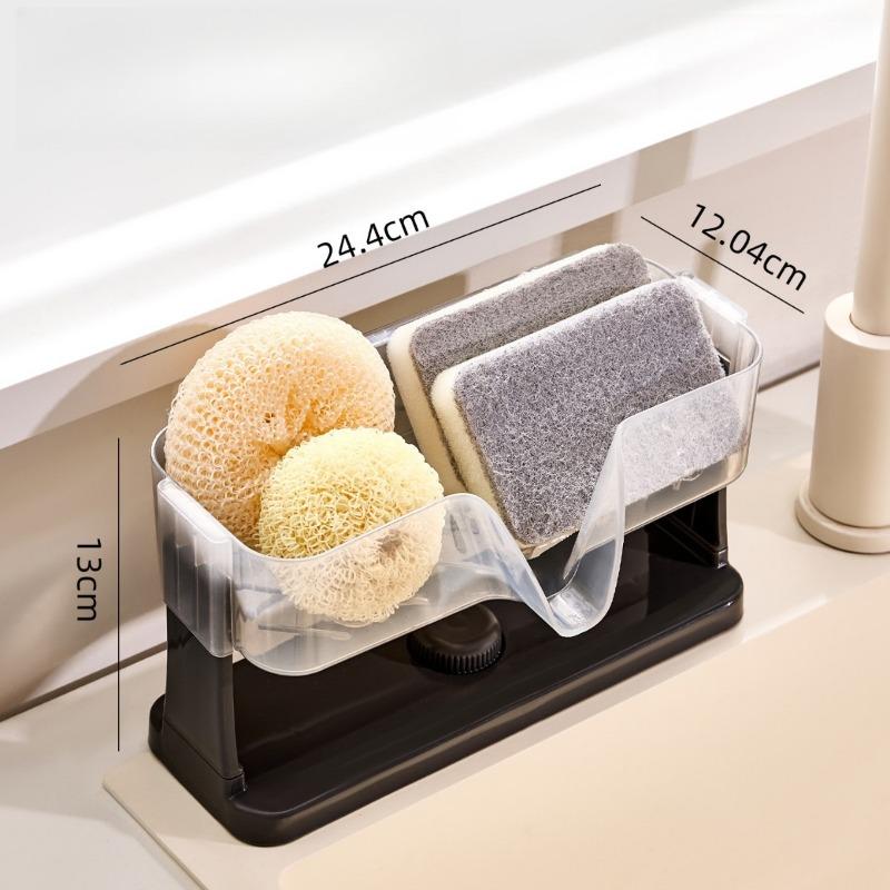 

Kitchen Suction Cup Sink Drain Shelf Sponge Wipe Soap Scrub Countertop Storage Rack No Punching Shelf чорний