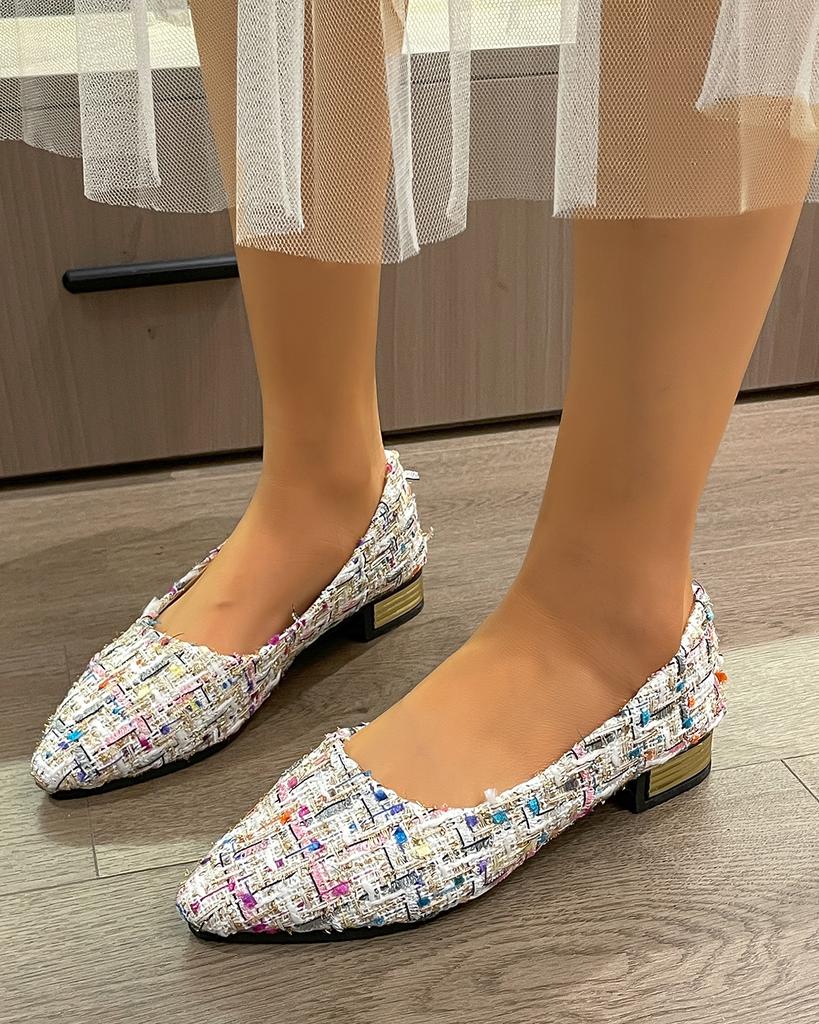 Mode Automne Escarpins pour Femmes Bout Pointu Chaussures à Talons Moyens pour Femmes Chaussures Plates Peu Profondes à Enfiler pour Femmes Mode Extérieure Robe Mocassins Antidérapants