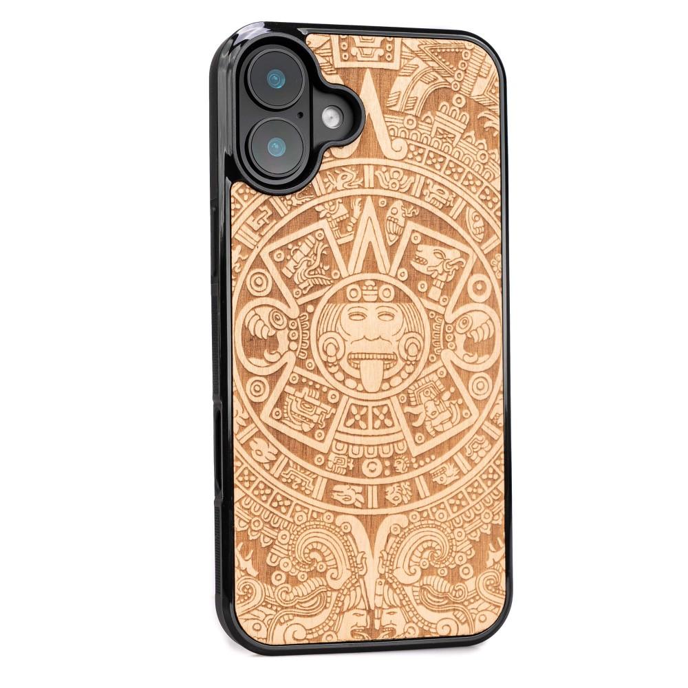 Bewood Wooden Case for iPhone 16 Plus Aztec Calendar Aniegre