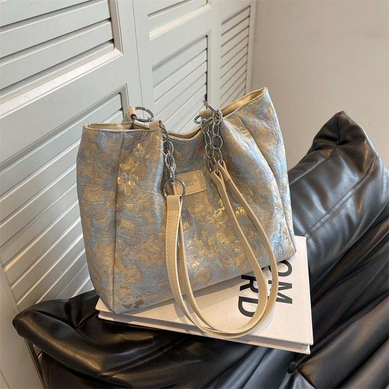 Vintage Tote Bag New Trendy Fashion Student Party Class Versatile Portable Shoulder Large Capacity Bag