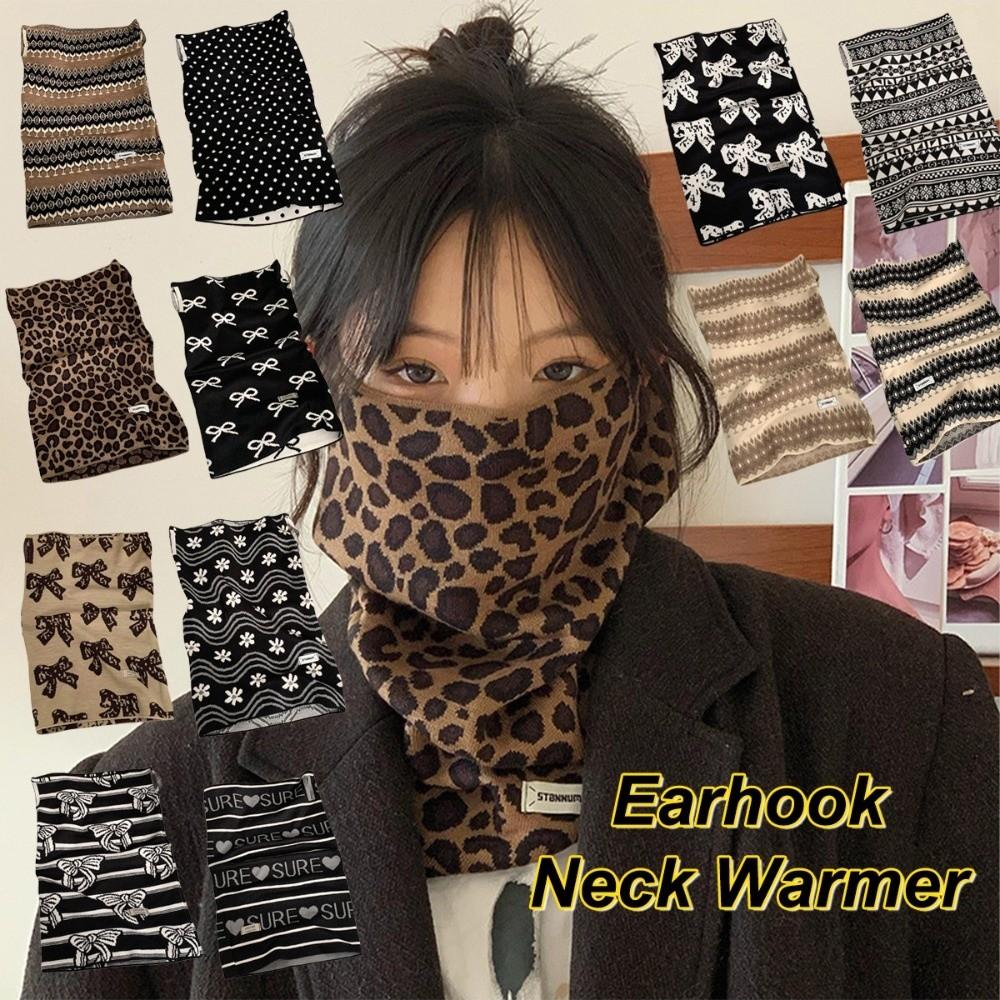 Leopard Print Earhook Neck Warmer Polka Point Pullover Cap Winter Cycling Thermal Mask  Outdoor