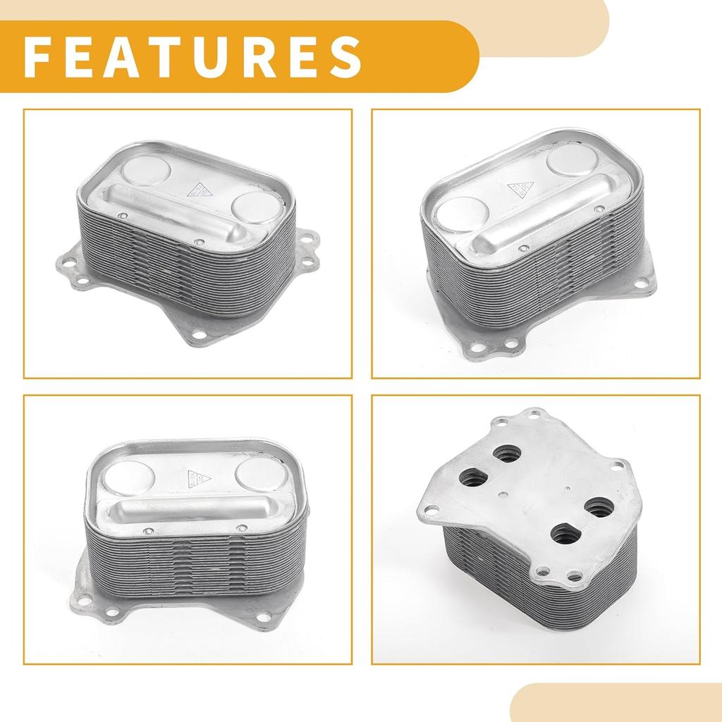 Engine Oil Cooler No.11427625489 Engine Transmission Oil Cooler Trans Cooler for BMW 320i 2012-2016 for Mini Cooper Aluminum Alloy Silver Tone