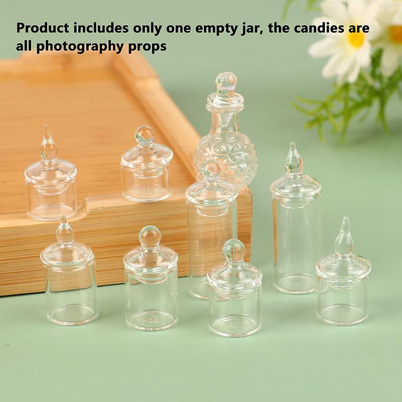 1:12 Dollhouse Miniature Tiny Jar Candy Storage Bottle W/Cover Kitchen Decor