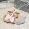 Girls Shiny Princess Shoes Little Kids Mary Jane Shoes for Party Wedding Fashion Children Sweet Pearls Shoes with Bow-knot