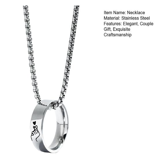 Matching Necklace for Couples Engraved Ring Pendant Necklace Romantic Jewelry Gifts for Anniversary Wedding Valentine's Day Christmas Birthday