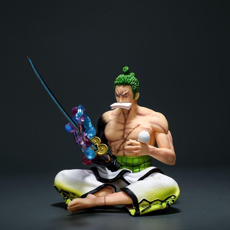 Anime One Piece 19cm Gk Kimono Sitting Kimono Zoro Statue Figure Model Decoration Action Figurine Doll Ornament Toys Gift