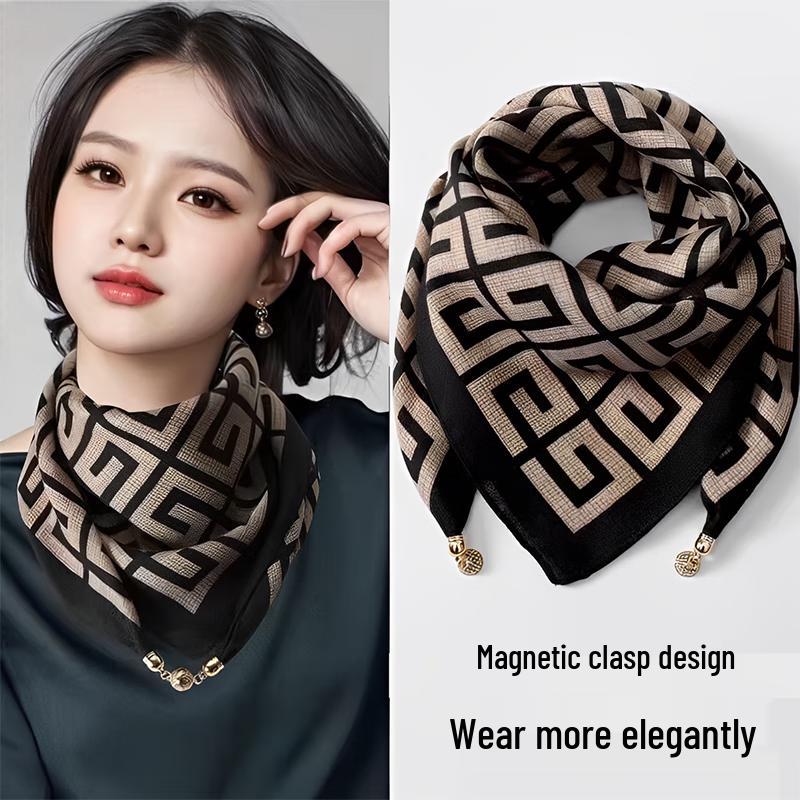 Women's Magnetic Triangle Cotton Neck Scarf