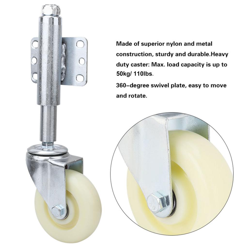 4 Nylon Gate Wheel Spring Loaded Swivel Caster Heavy Duty 110lbs Load Capacity