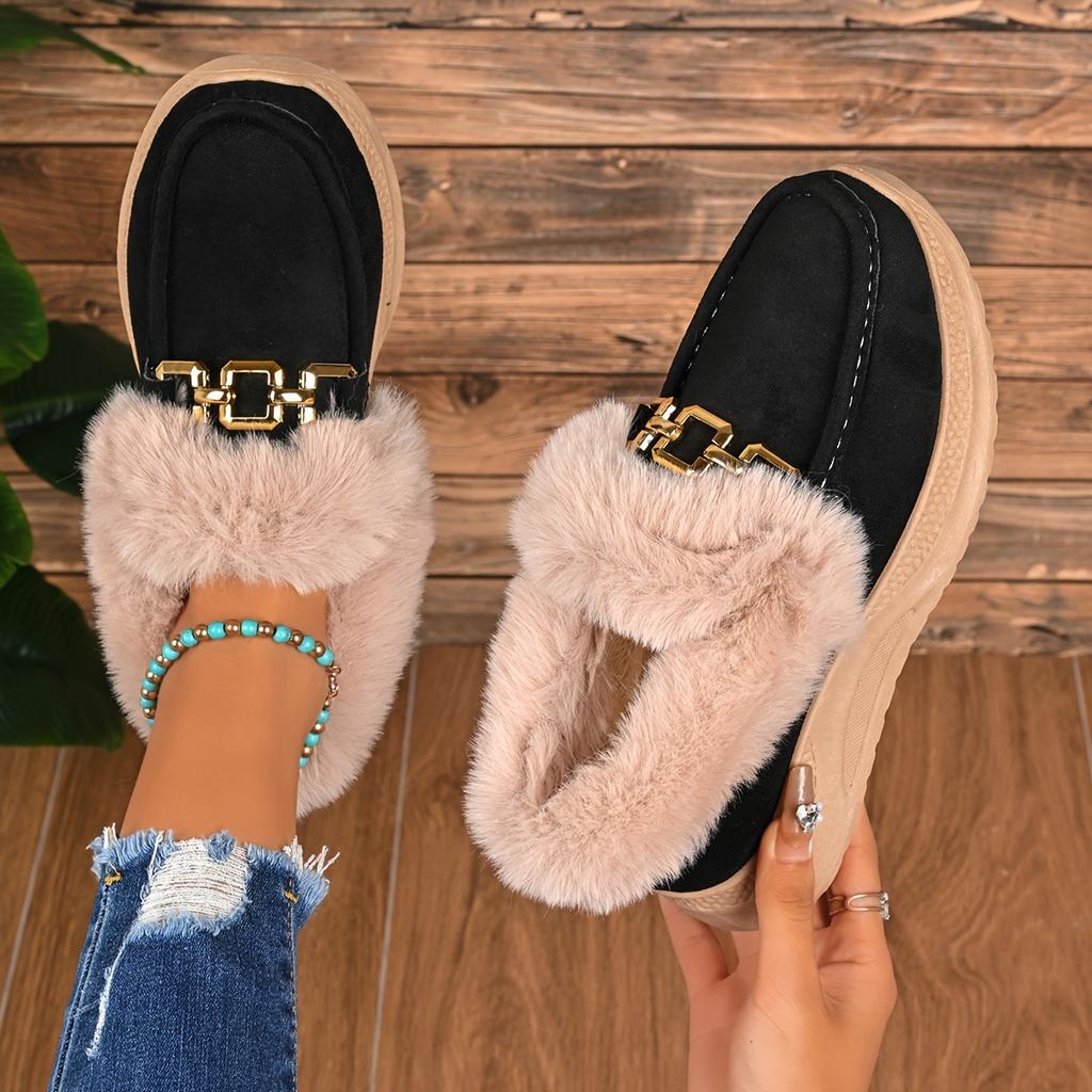 Women's Winter New Versatile Snow Boots, Fashionable Plus Size Thick Sole Height Increasing Slip-On Lazy Shoes