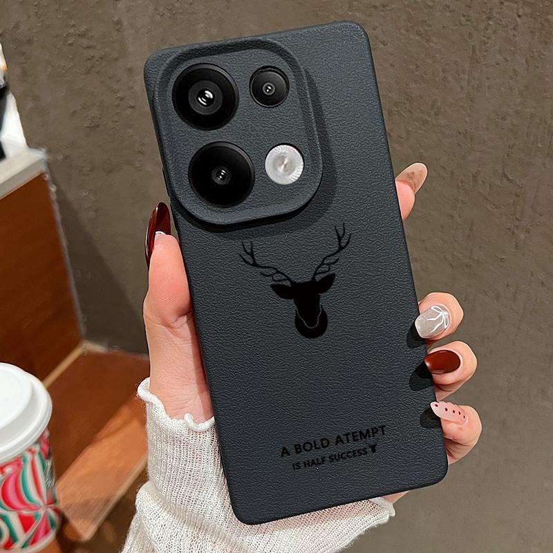 

Простой чехол с текстурой кожи TPU с узором оленя для Xiaomi 13T Poco X7 X6 Redmi Note 14 13 Pro 12 11 Матовый Мягкий Ударопрочный Тонкий Телефон Redmi Note 14 5G чёрный