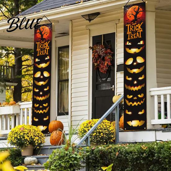 Durable Fabric Banner Halloween Porch Sign Banner Pumpkin Ghost Party Awning Hanging Wall Festive Home Decor Door Decoration Front Wreath Yard