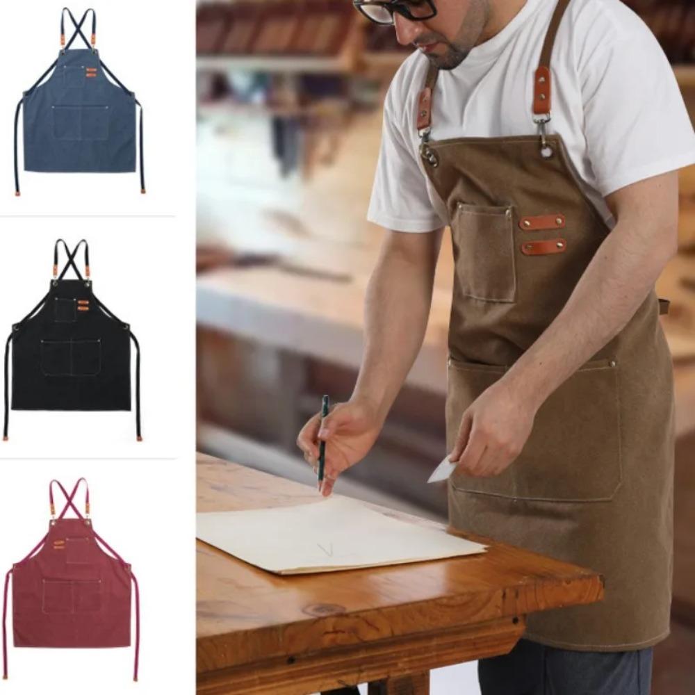 

Thick Canvas Aprons Waterproof Kitchen Aprons Grill Apron Nails Studios Uniform Shop кавовий