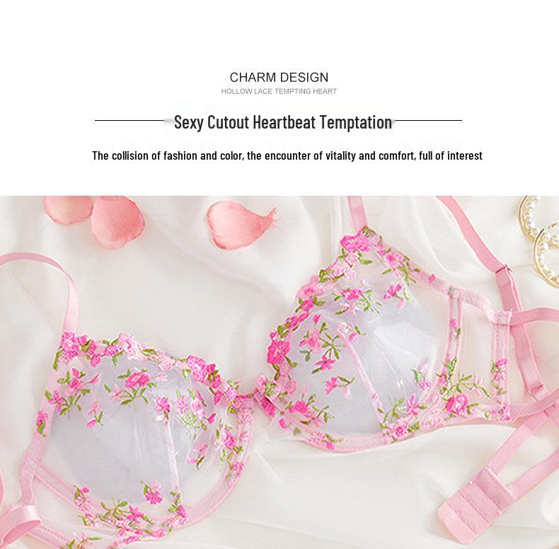 Ultra-Thin Lace Embroidered Lingerie Set - Sexy European & American Style Bra and Panties