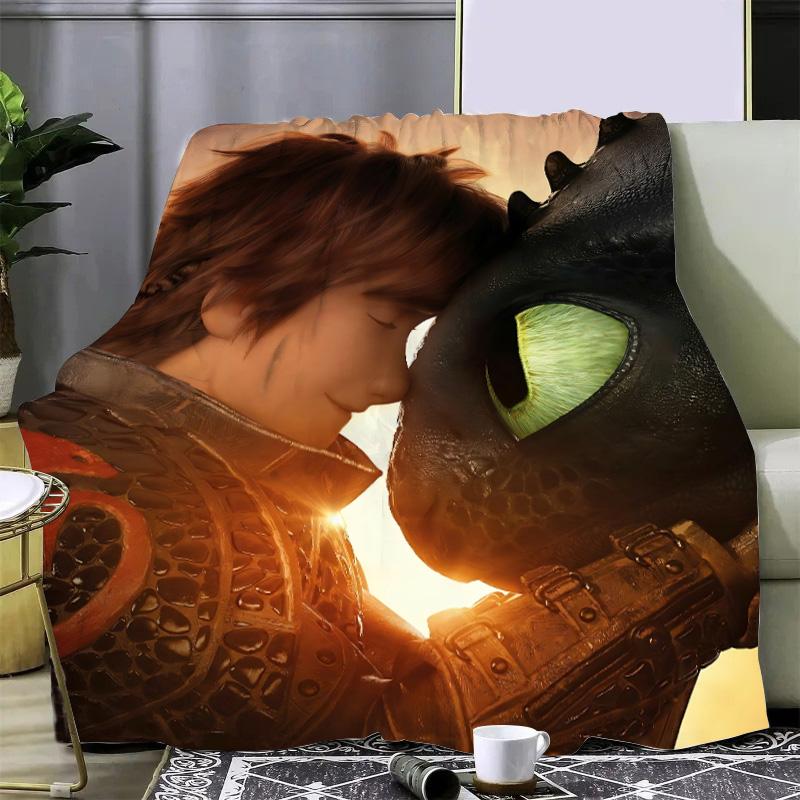 Heißer Film Drachenzähmen Leicht Gemacht Niedliche Drachen Aufgedruckte Picknickdecken Warme Decke Weiche und Bequeme Decke Zuhause Reisen Geburtstagsgeschenk