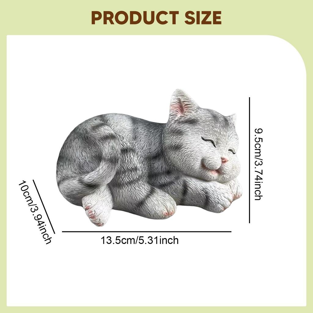 Cat Figurine Decorative Creative Animal Sculpture Desktop Ornament Yard Art Decor for Backyard Shelf Outdoor Patio Birthday Gift