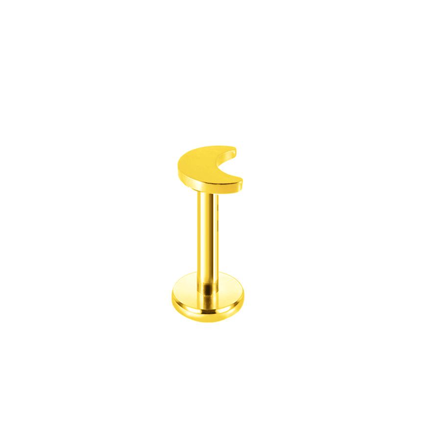 Ferskenhjerte Måne & Stjerne Titan Leppepiercing - G23, 1,2 mm Tykkelse, 6/8/10 mm Lengde
