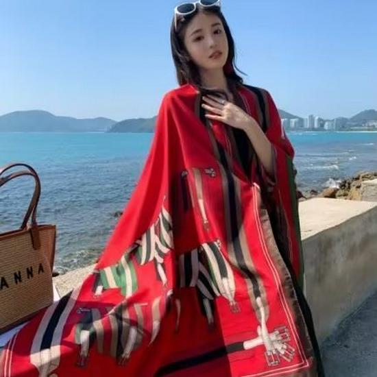 Women's Ethnic Cotton Linen Summer Shawl and Tibet Silk Scarf