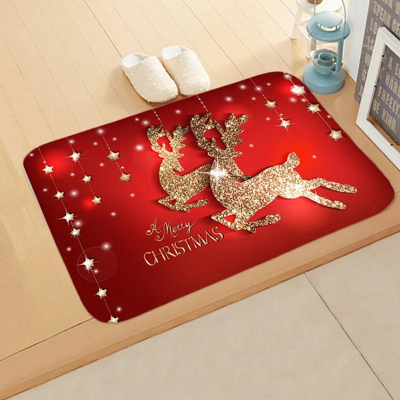 Merry Christmas Doormat Decorative Holiday Front Door Mat Funny Cartoon Character Felt Door Rugs for Indoor Outdoor Carpet