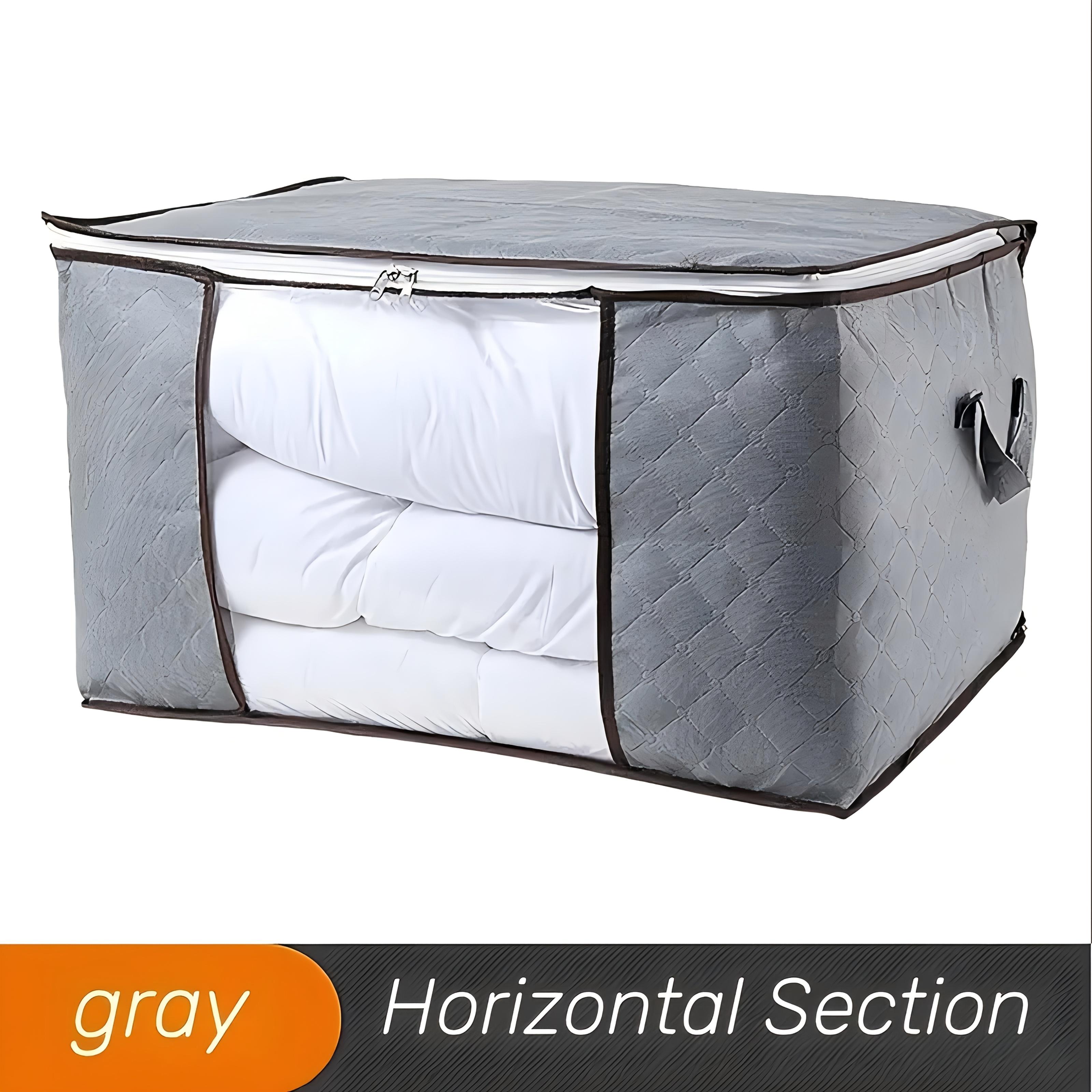 

1 шт. Стеганая сумка для хранения одежды с прозрачным окном - Пыленепроницаемая, для переезда, упаковки и организации полотенец и постельного белья, Органайзер для хранения одежды серый