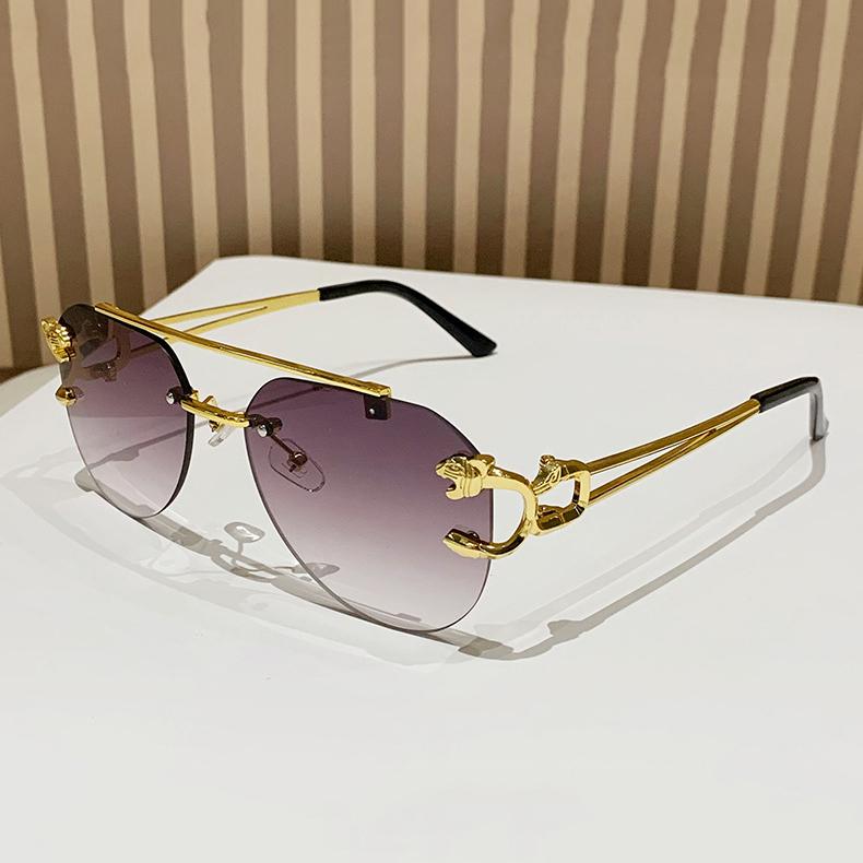 Vintage Rimless Men Women Trendy Gradient Shades Double Bridge UV400 Eyewear