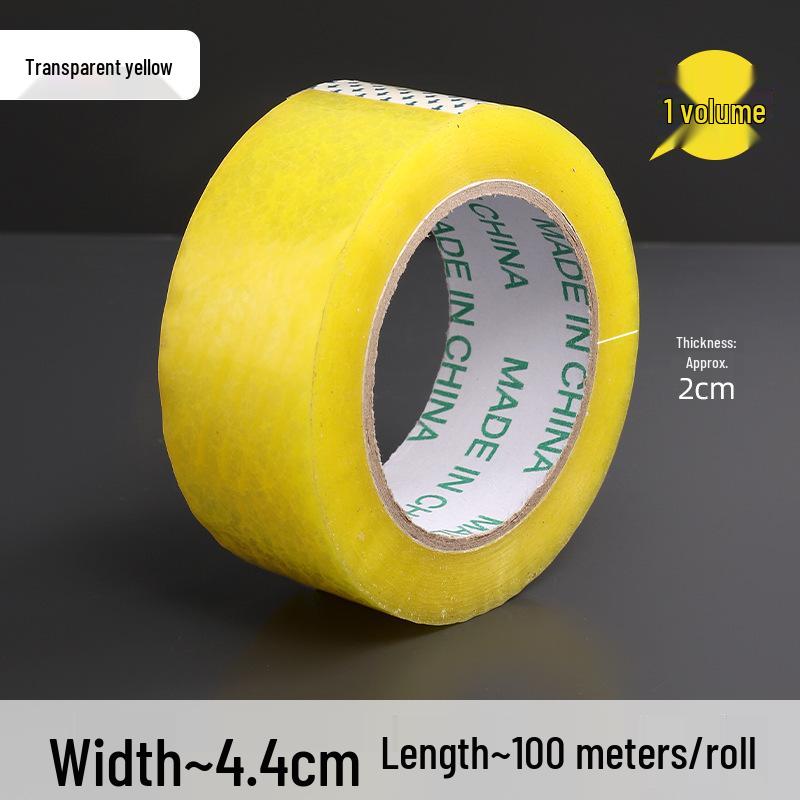 100m Yellow High Viscosity Transparent Packaging Tape - Durable, Large Size, Easy to Use for Sealing Boxes