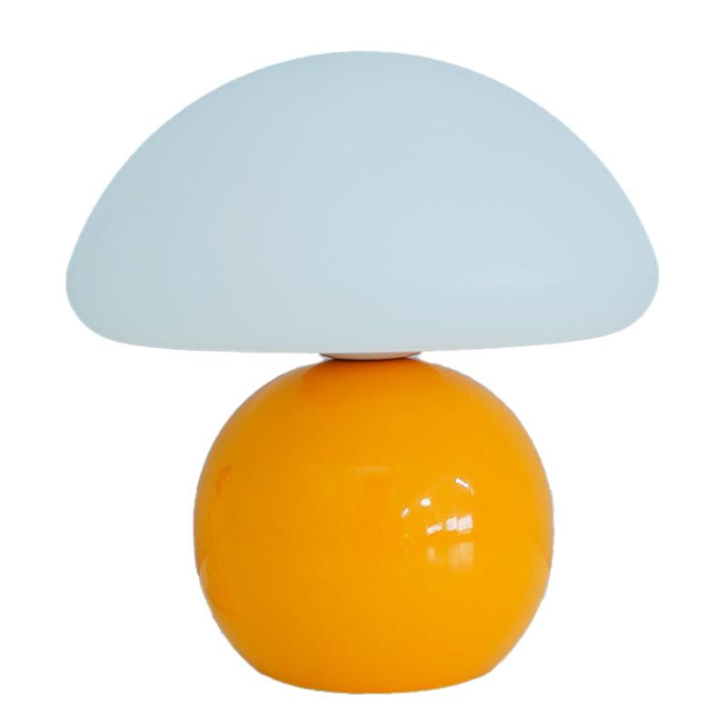 Cream Ceramic Mushroom Night Light LED Dimmable Bedside Lamp Warm Decor Lighting