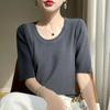 Women Knit T-shirt MODERN NEW SAGA Summer Knitted Shirt Short Sleeve Tees O-neck Pullover Knit Tops