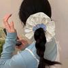Women Hair Tie Striped Print Patchwork Color Hair Rope High Elasticity Smooth Satin Ruffle Trim Oversized Hair Band Hair Accessory