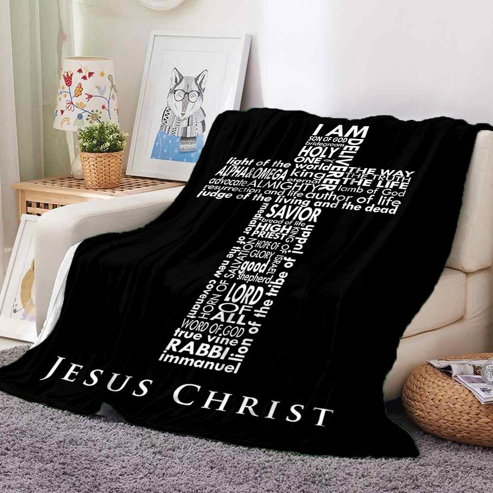 Christian Art Flannel Blanket Throw Blanket Soft Warm Sofa Bed Camping home Decor Unique Christmas Gift C926135