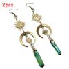 Quartz Crystal Moon And Sun Earrings In Alloy With Electroplated Finish For Stylish Men And Women