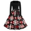 Women's Casual Retro Square Neck Dress with Halloween Print for Party and Daily Wear