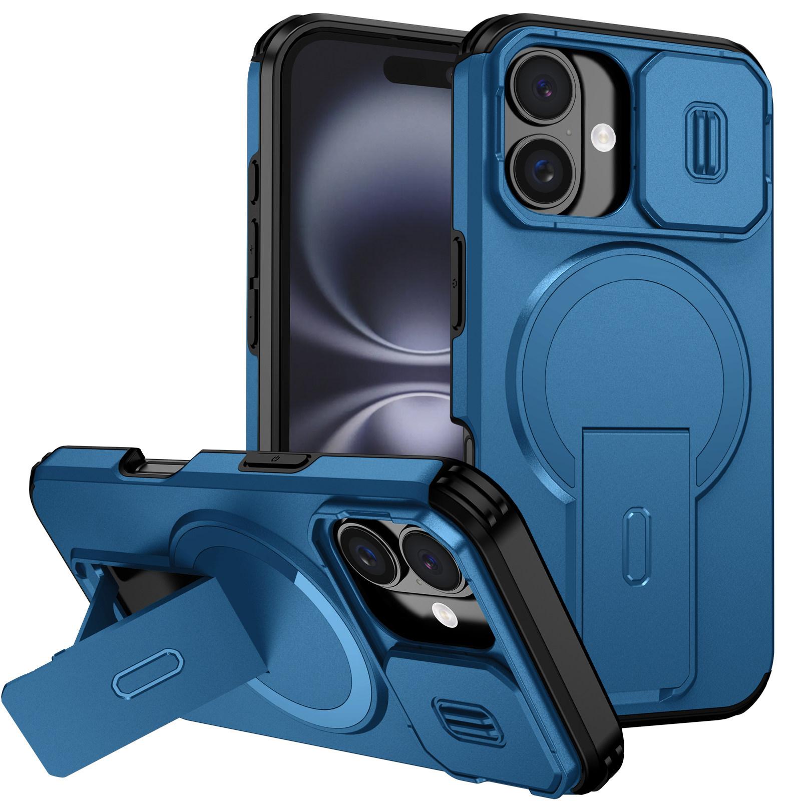 

For iPhone 16 Case Kickstand Camera Slider PC + TPU Phone Cover Compatible with MagSafe