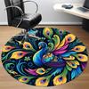 1pc Peacock Feathers Office Round Area Rug, Under Office Chairs Bedroom Living Room Home Decor, Room Deco