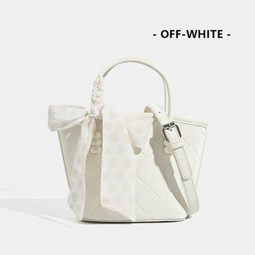 

2025 New Design Female Bucket Bag Rhombus Patterns Ladies Unique Top-Handle Bag Spring/Summer Bright Color Bags Luxury Women білий