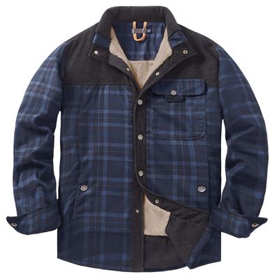 American Size Men's Retro Plaid Long-sleeved Shirt Plus Velvet Plus Size Warm Cotton Jacket Coat