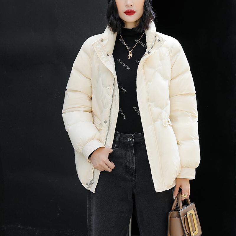 Daunenjacke Damen Kurzstil 2024 Neu Winter Stehkragen Warm Weiße Entendaunen