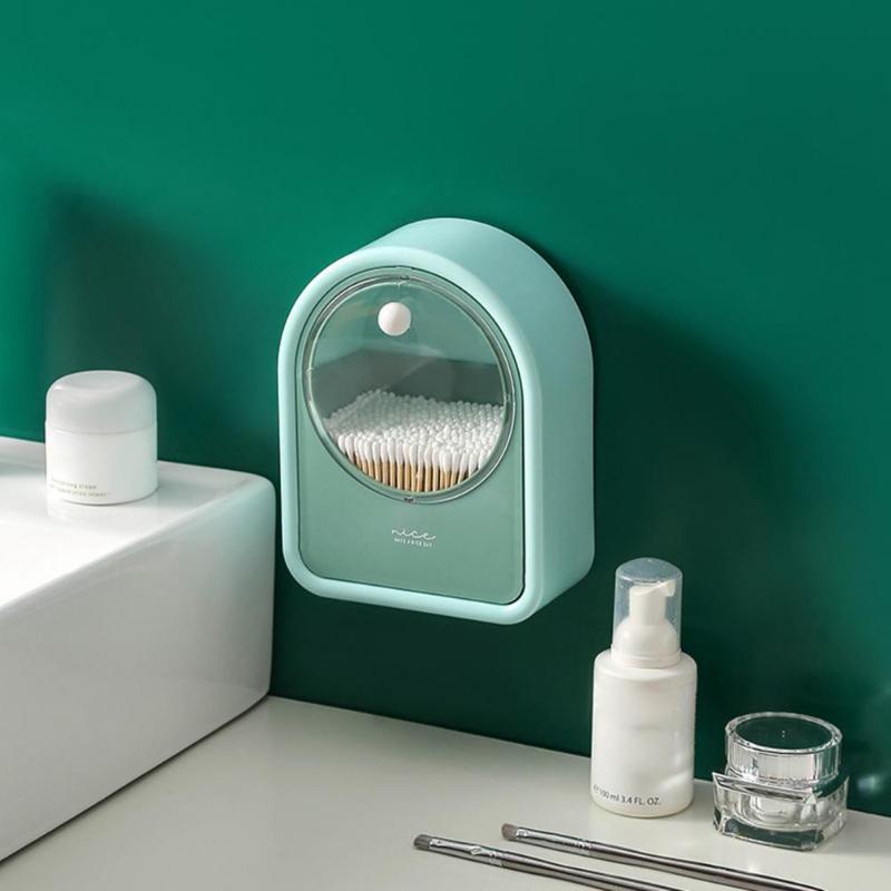 Excellent Cotton Pad Dispenser Easy To Take Sanitary Practical Wall Mounted Makeup Cotton Swabs Flip Organizer