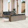 Ensemble de Canapés de Jardin 9 Pièces avec Coussins Gris Poly Rattan, Canapé de Jardin 2 Places avec Coussins Gris Poly 3348425
