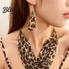 Adjustable Necklace Earrings Set 2Pcs/Set Set Leopard Print Hook