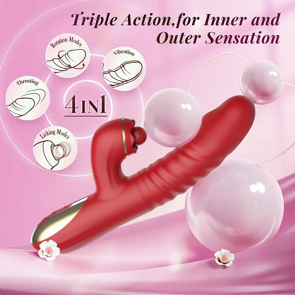 Cunnilingus Vibrator Retractable Swivel Dildo Clitoral Stimulator Female Intimate Sex Toys Female Dildo G-spot Vibrator Masturbator Vagina Vibrator