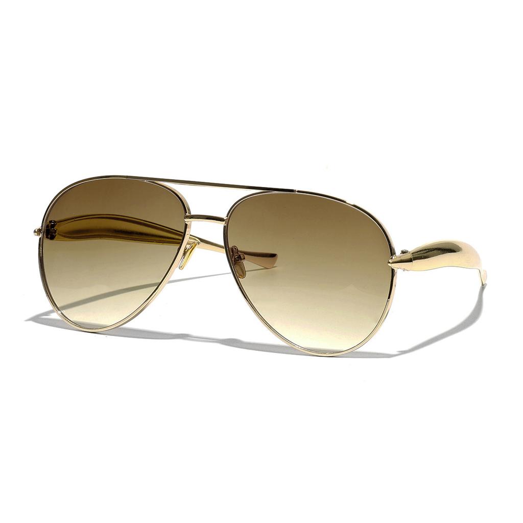 Ruiao Women's Oversized Pilot Sunglasses Gold Metal Frame UV400 Luxury Vintage Shades Designer Fashion Accessories